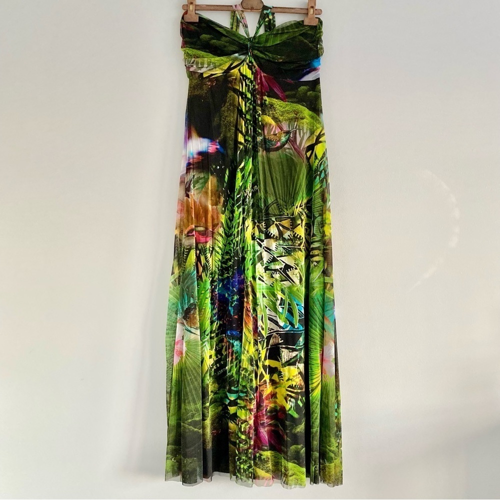 Elana Kattan Floral Jungle Print Maxi Dress Size Large